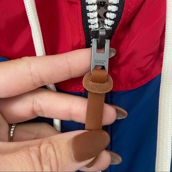 Coach Blue Red Windbreaker with Hood XS - Picture 6 of 10